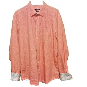 Bugatchi Mens Button Up Classic‎ Fit CORAL Multi-Color  Contrast Flip Cuff S L